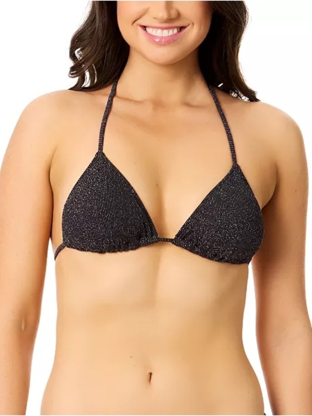 Salt + Cove Black Shimmer Triangle Bikini Top